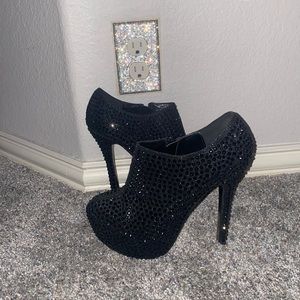 Rhinestone black platforms